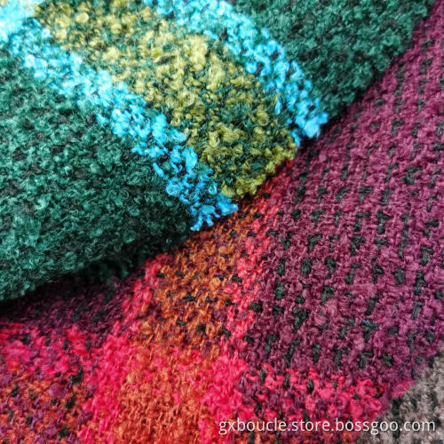 Boucle fashion Plaid  with loops yarn fabric